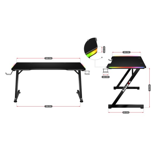 Huzaro Hero 2.5 RGB LED gaming desk - Pilt 7